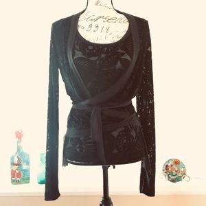 2-piece shear print on velvet tee and jacket